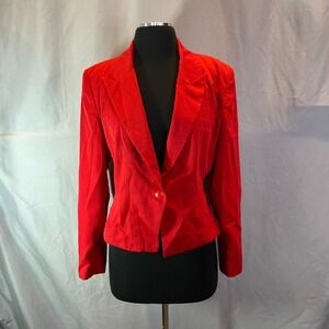 Vintage Ashley Brooke Blazer Jacket Womens 10 Red Single Breasted Peak Lapel